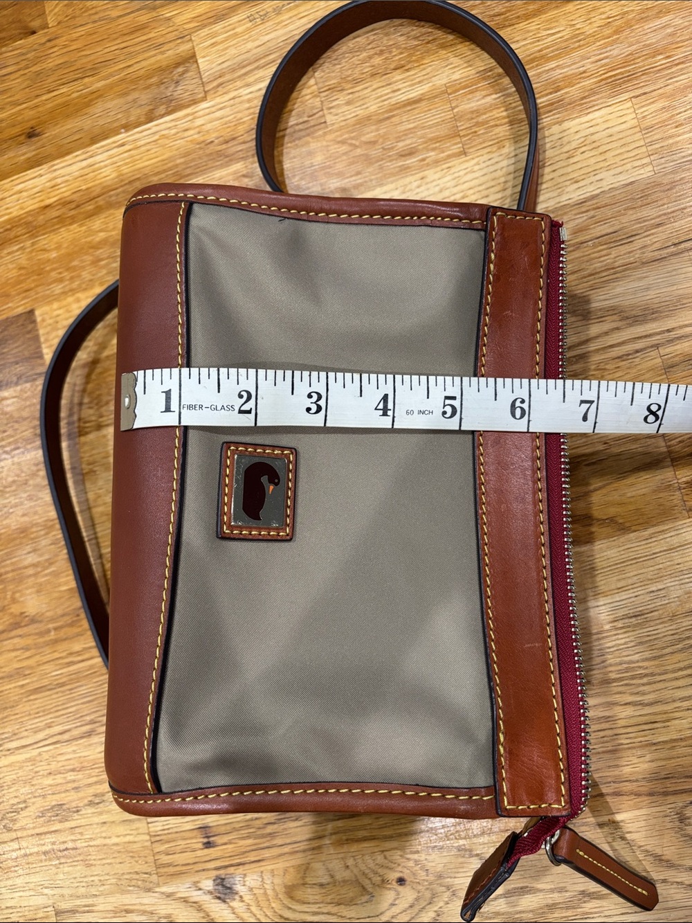 Dooney & Bourke sage green and Brown Nylon Crossbody with Leather Trim - Picture 6 of 10